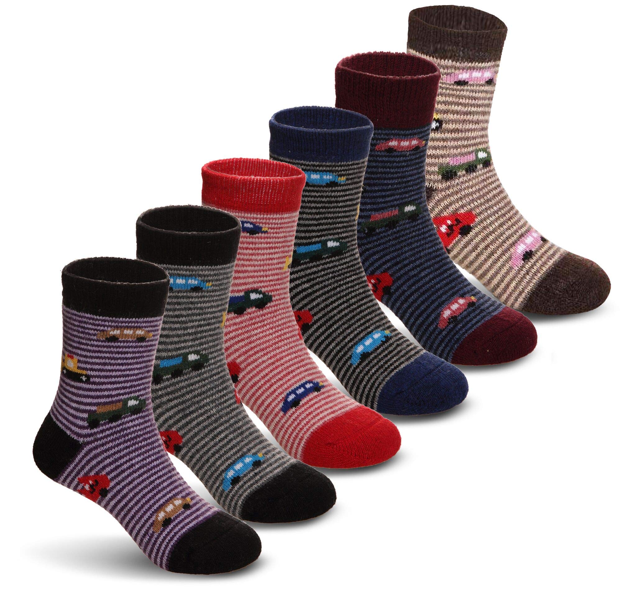 DoSmart Children's Winter Warm Wool Solid Color Socks Kids Boy Girls Hiking Thermal Boot Crew Socks 6 Pairs
