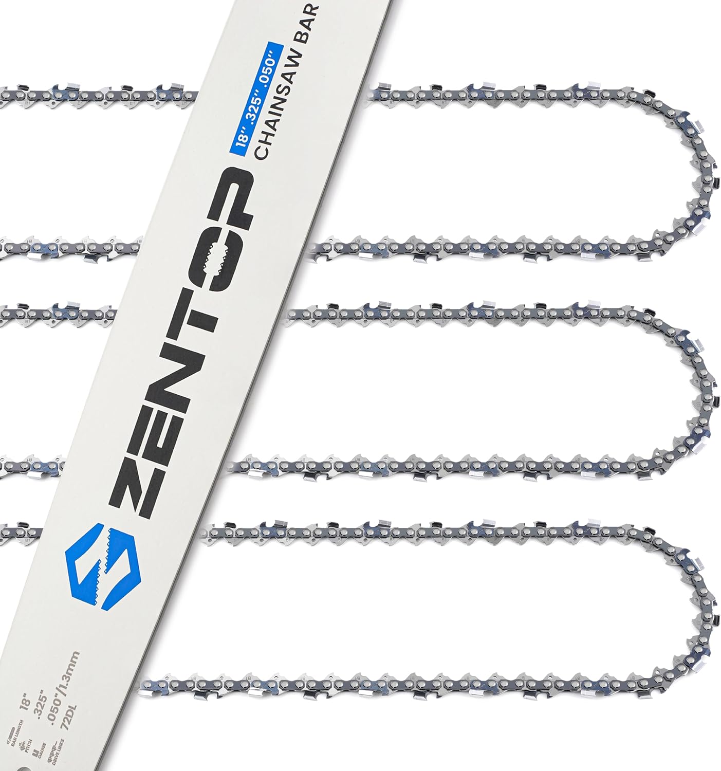18 Inch Chainsaw Bar and Chains, .050'' Gauge .325" Pitch 72DL Fits Husqvarna 435, 440, 545, 345, 350, 51, 55 Rancher, and 550XP