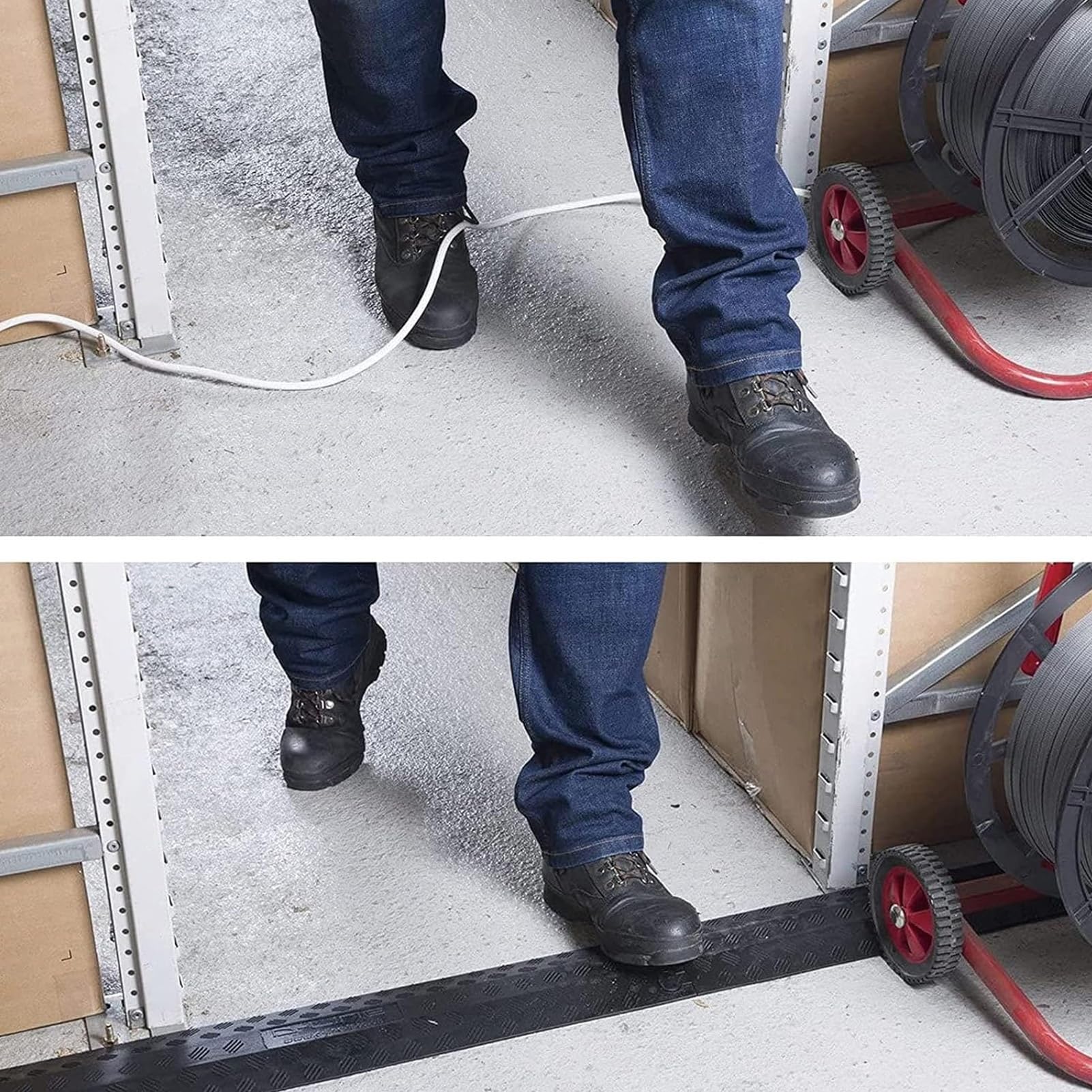 Protector de suelo para cubierta de cable, rampa de plástico para ocultar cables, protector de cable duradero y flexible para un espacio seguro y organizado