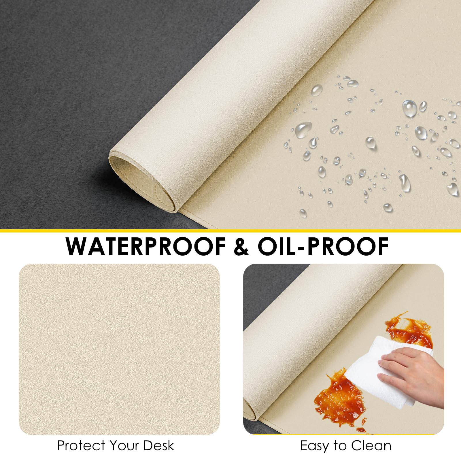 Vicwe Tappetino per Mouse, 120cm x 43cm PVC Pappetino da Scrivania in Pelle, Antiscivolo e Protezione da Scrivania Impermeabile per Ufficio/Casa (Grigio)