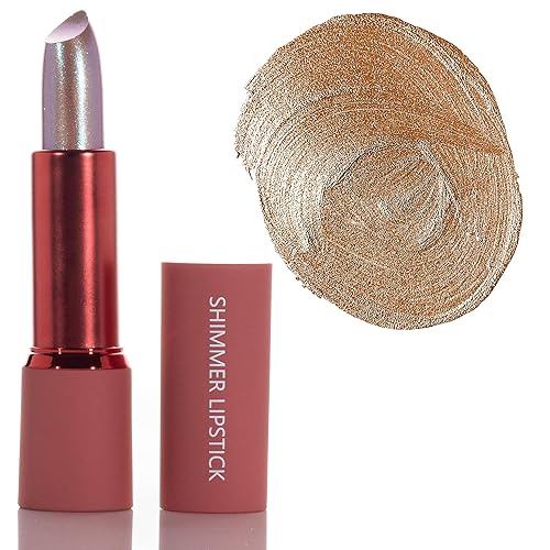 Mynena Lápiz labial metálico dorado champán fórmula hidratante color vibrante Sin talco, sin parabenos, sin gluten, sin crueldad, sin sulfatos -