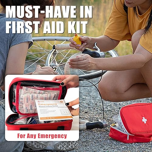 Miniatura 6 de Carbou Tiras de cierre de heridas de emergencia 4 piezas Bandaids de mariposa con puntada con cremallera Kit de cierre de laceración Sin