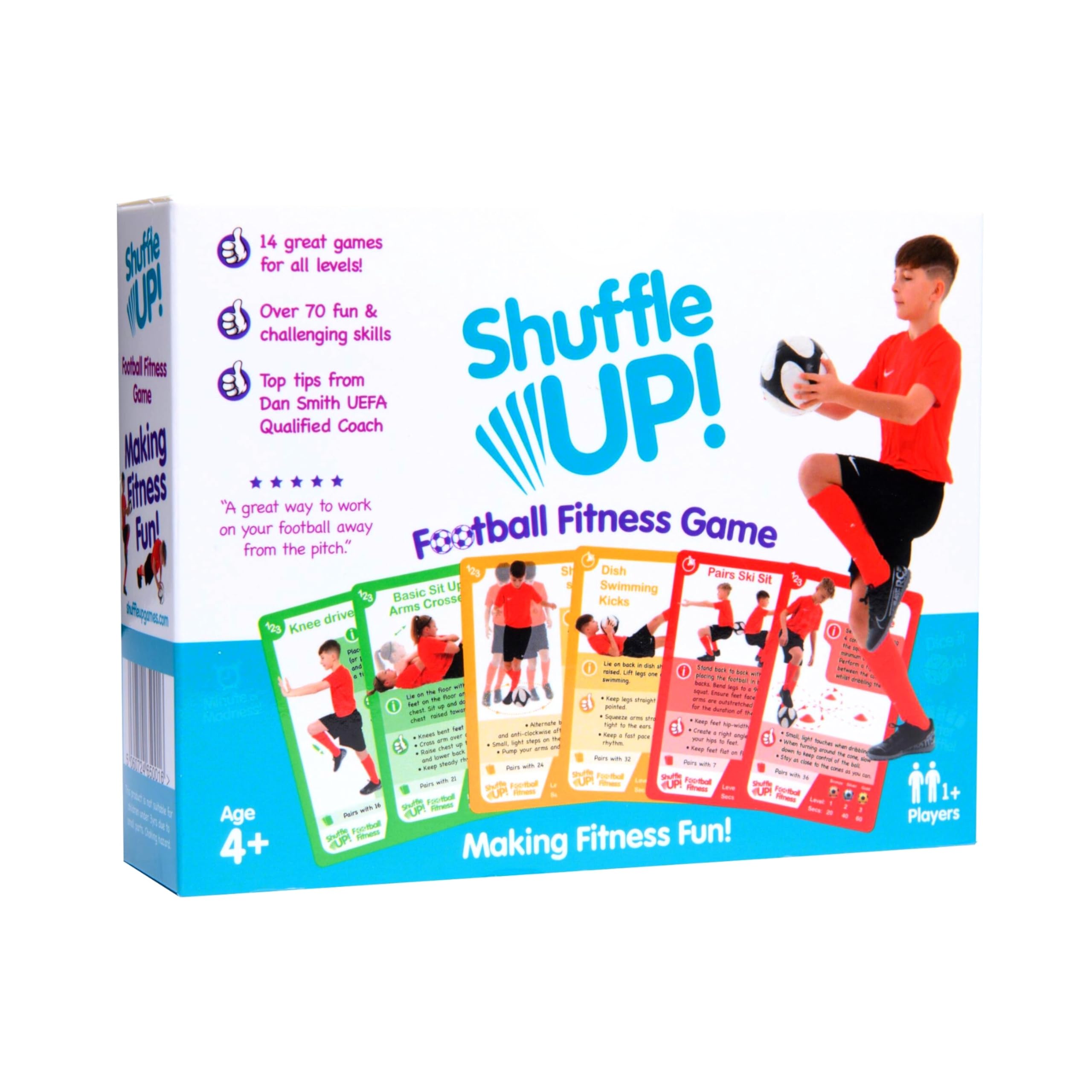 Shuffle Up Football Game - Family Game with 70+ Fun & Active Playing Cards, Football Training Equipment Aid, Football Gifts for Boys & Girls