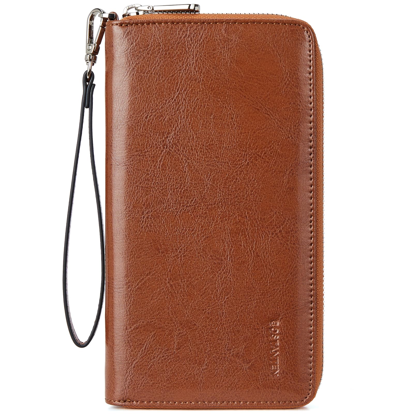 BOSTANTEN Leather Wallets for Women RFID Blocking Zip Around Credit Card Holder Phone Clutch Wristlet