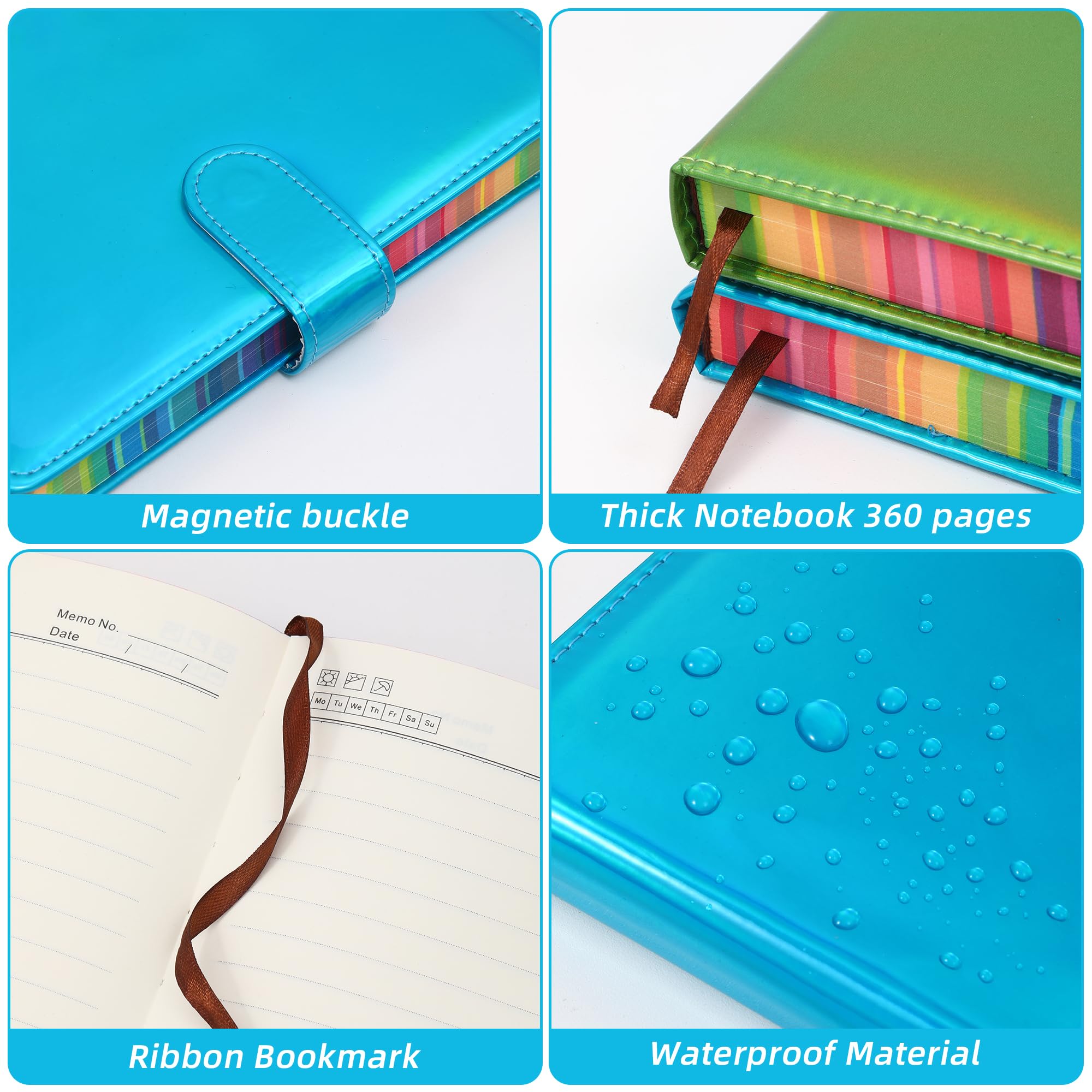 Notizbuch mit magnetischer Schnalle, liniert, für Damen und Herren, 360 Seiten, dick, A5, Leder-Tagebücher, Macaron-Farben, weicher Einband, Schreibbedarf, Arbeit, Notizen, Tagebuch