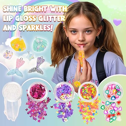 Miniatura 4 de Jcoos Kit de fabricación de brillo de labios, llavero de bricolaje para adolescentes y niños, kit de fabricación de brillo de labios, haz tu propio