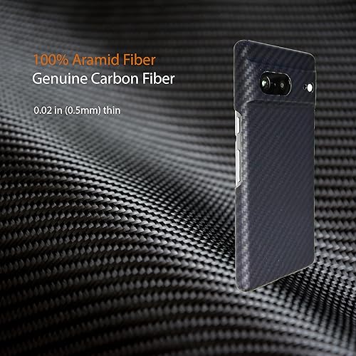 Miniatura 2 de Funda ultra fina de fibra de carbono para Pixel 7a, hecho de fibra de aramida de Kevlar real, cubierta trasera a presión con carga inalámbrica,