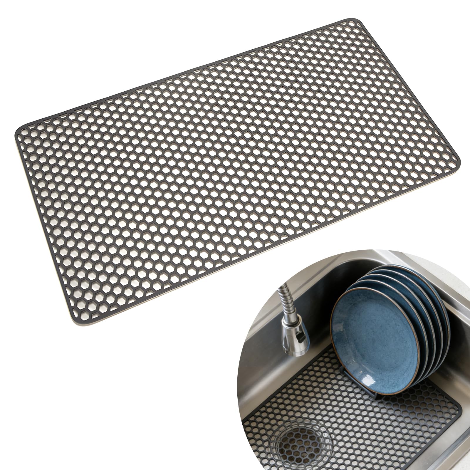 Tappetino per lavello in silicone, 72 x 40 cm, resistente al calore e antiscivolo, per lavello da cucina, lavandino, balcone