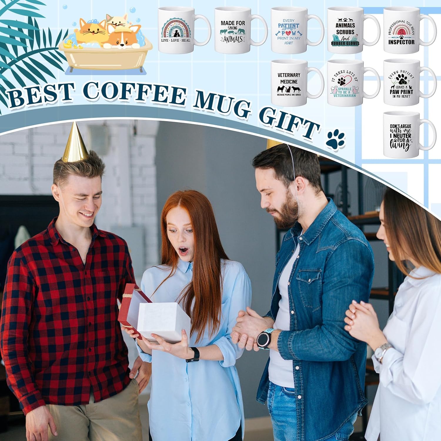 9 Pcs Vet Tech Christmas Gifts Mug Bulk 11oz Veterinarian Ceramic Coffee Cup for Women Men Veterinary Technician Gift for Medical Graduate Dog Doctor Animal Lover Thank You Present - Image 7