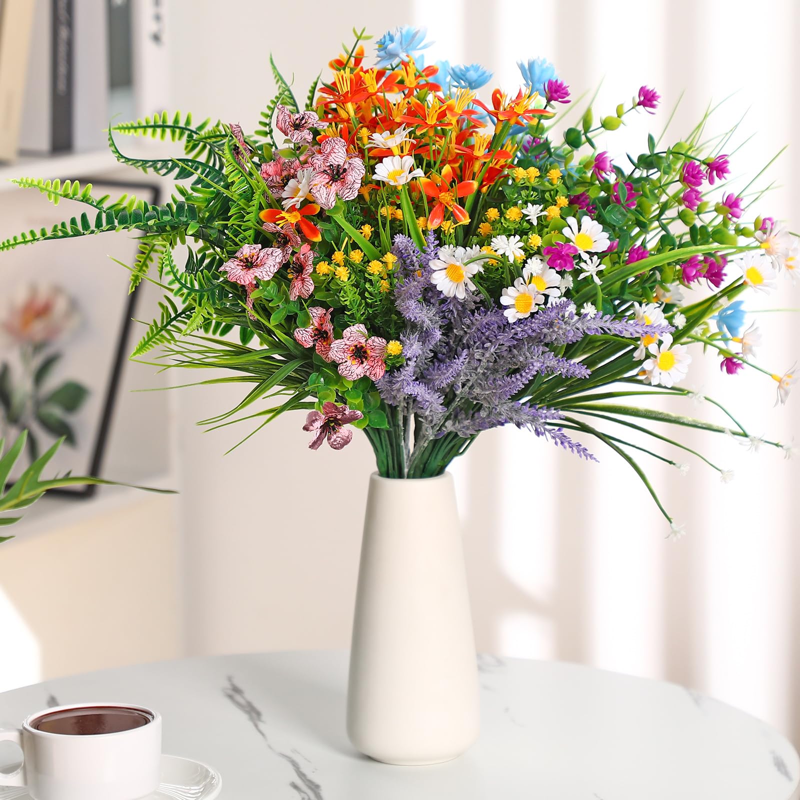 Amazon.de: Hotop Knstliche Sommerblumen, UV-bestndig, knstliche Blumen,  Kunstpflanzen, Kunststrucher, Grnpflanzen fr Zuhause, Innenbereich, ...