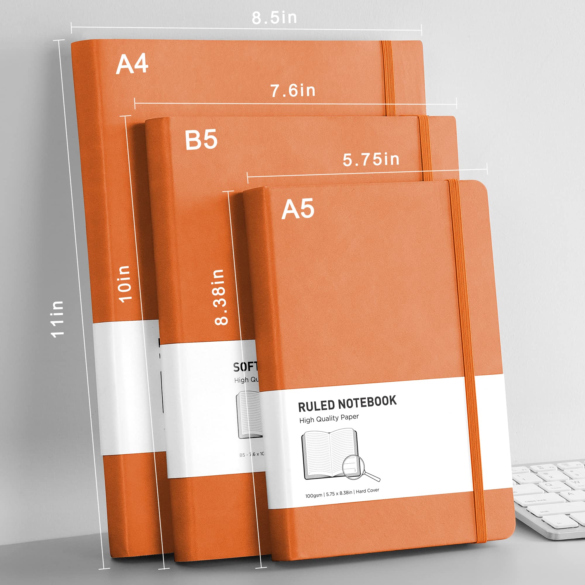 RETTACY Lined Journal Notebook, A5 Note Book Hardcover Thick Notepad 320 Numbered Pages for Writing,100gsm Lined Paper - Image 3