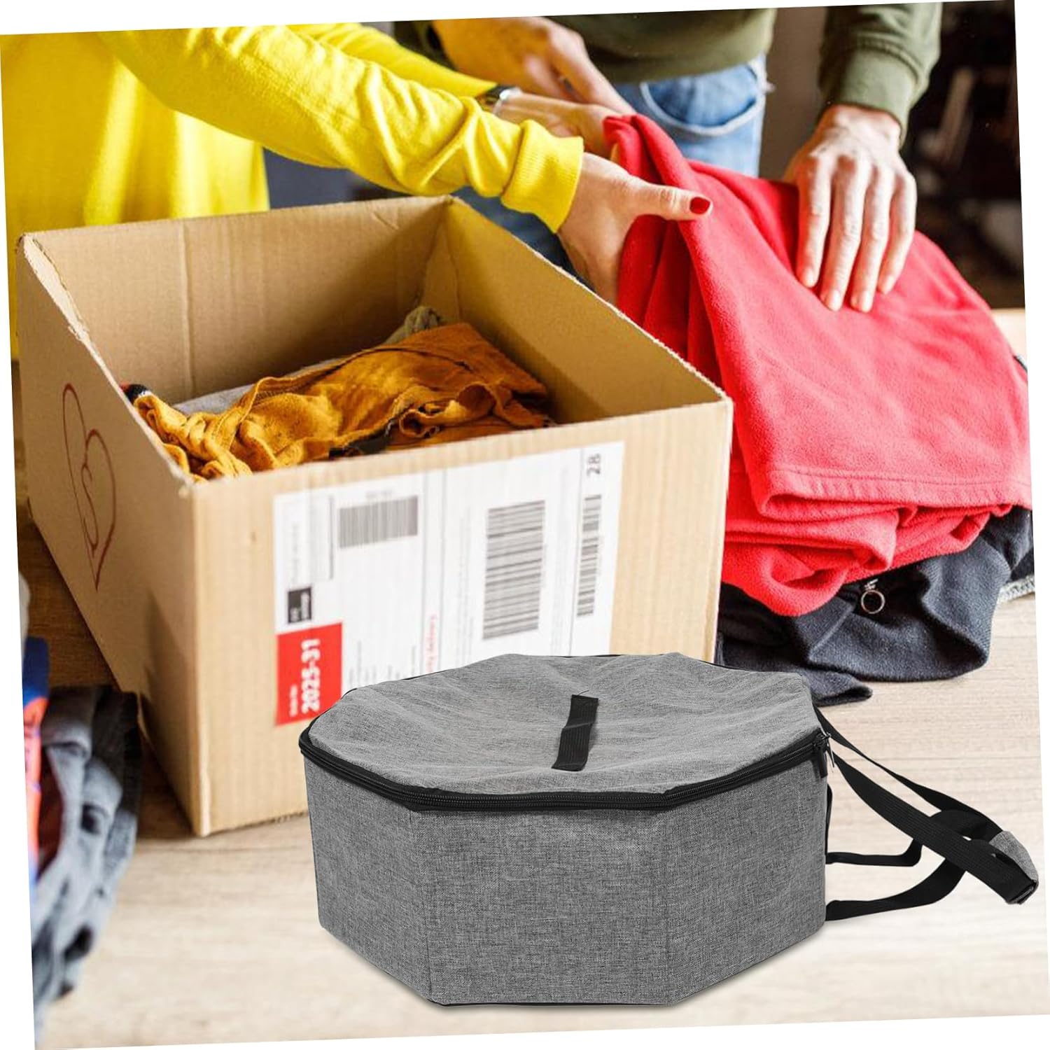 Cabilock Foldable Cowboy Hat Organizer Bag Large Capacity Hat Carrier with Handle for Men and Women Stylish Travel Storage Case for Baseball Caps and More Gray