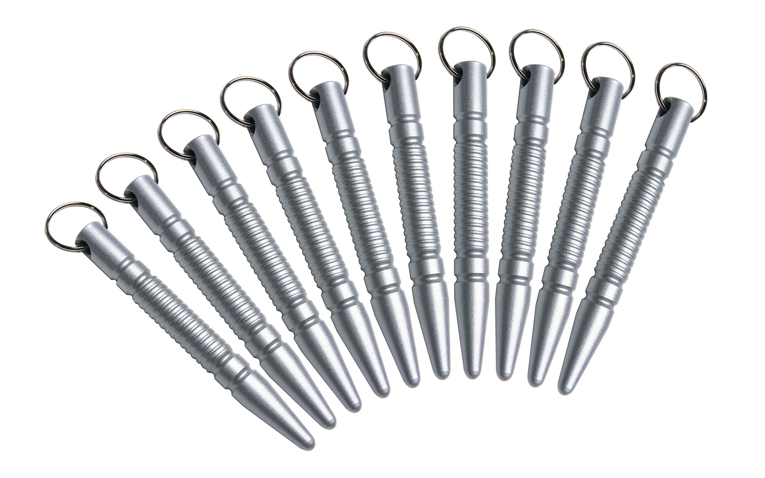 DEPICE 10er Pack Kubotan Druckverstärker - Silber, konisch, 14 cm, ca. 60 g