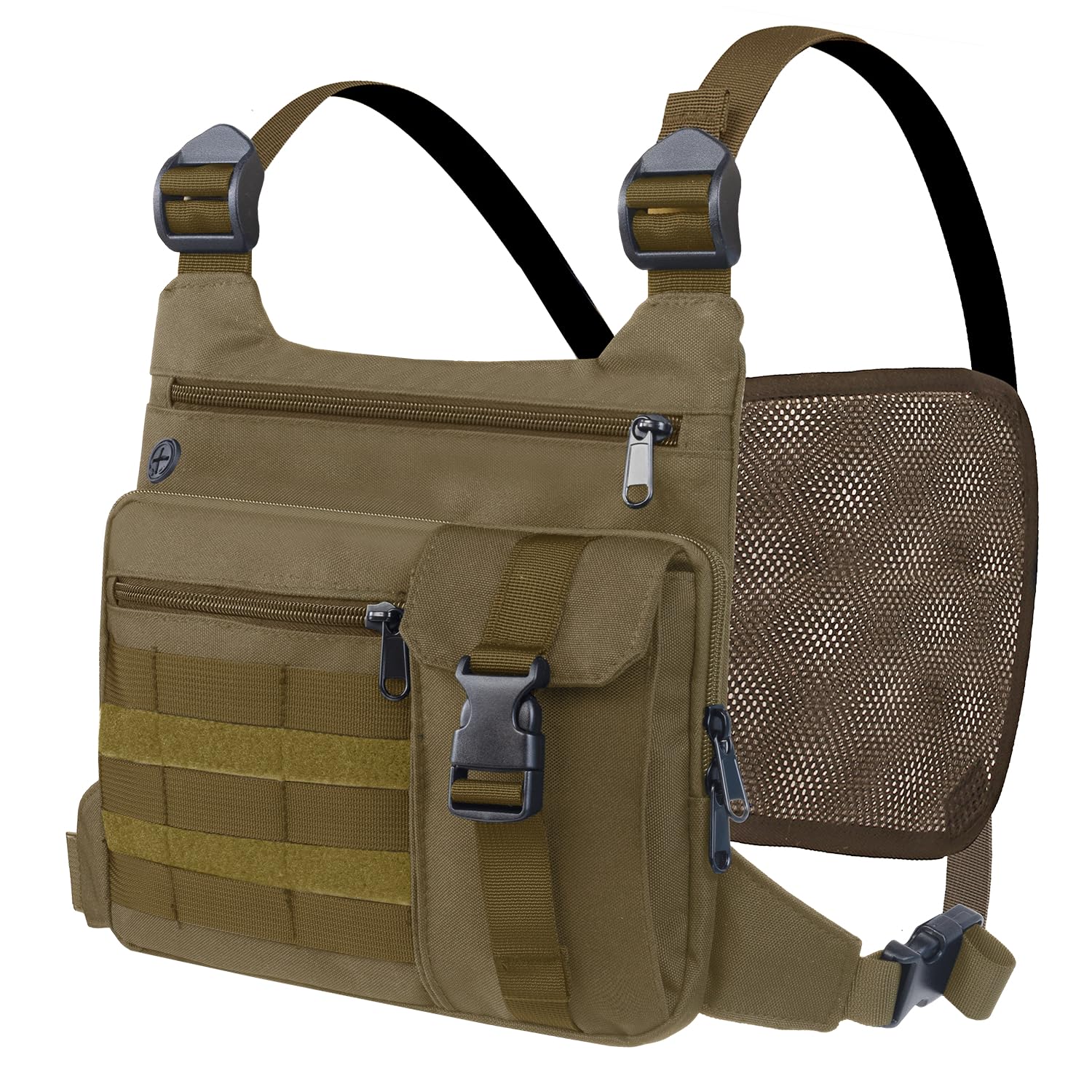 Running Chest Pack for Men Women, Lightweight Outdoor Sports Vest Bag with Adjustable Straps & Water-Resistant, Multi-Pocket EDC Chest Rig for Running