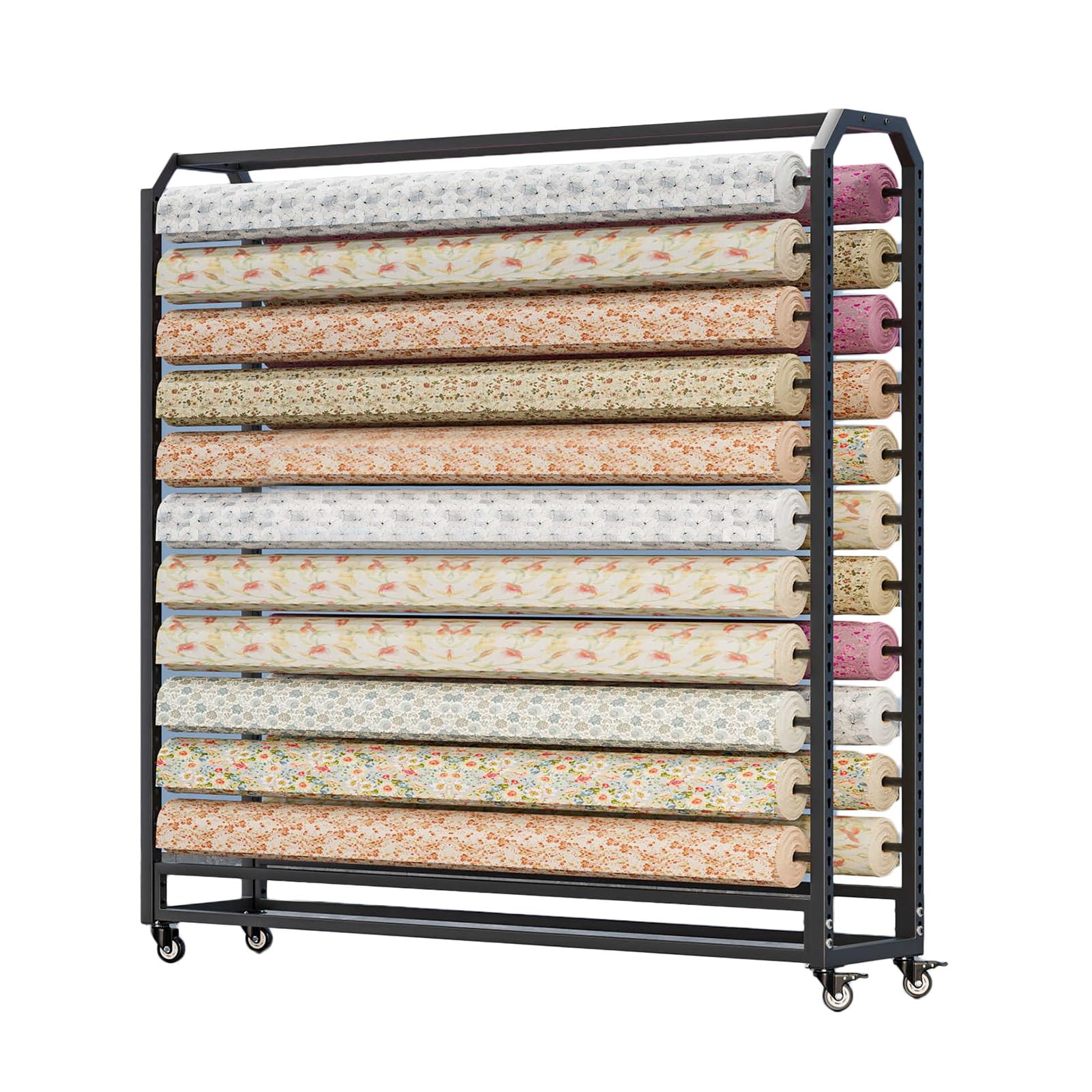 Duży, Komercyjny Organizer Na Rolki Tkanin, Mobilny, Wytrzymały, Stalowy Regał Do Przechowywania Winylu, Skóry, Folii Okiennych I Tapet(170x45x173cm-12Rod)