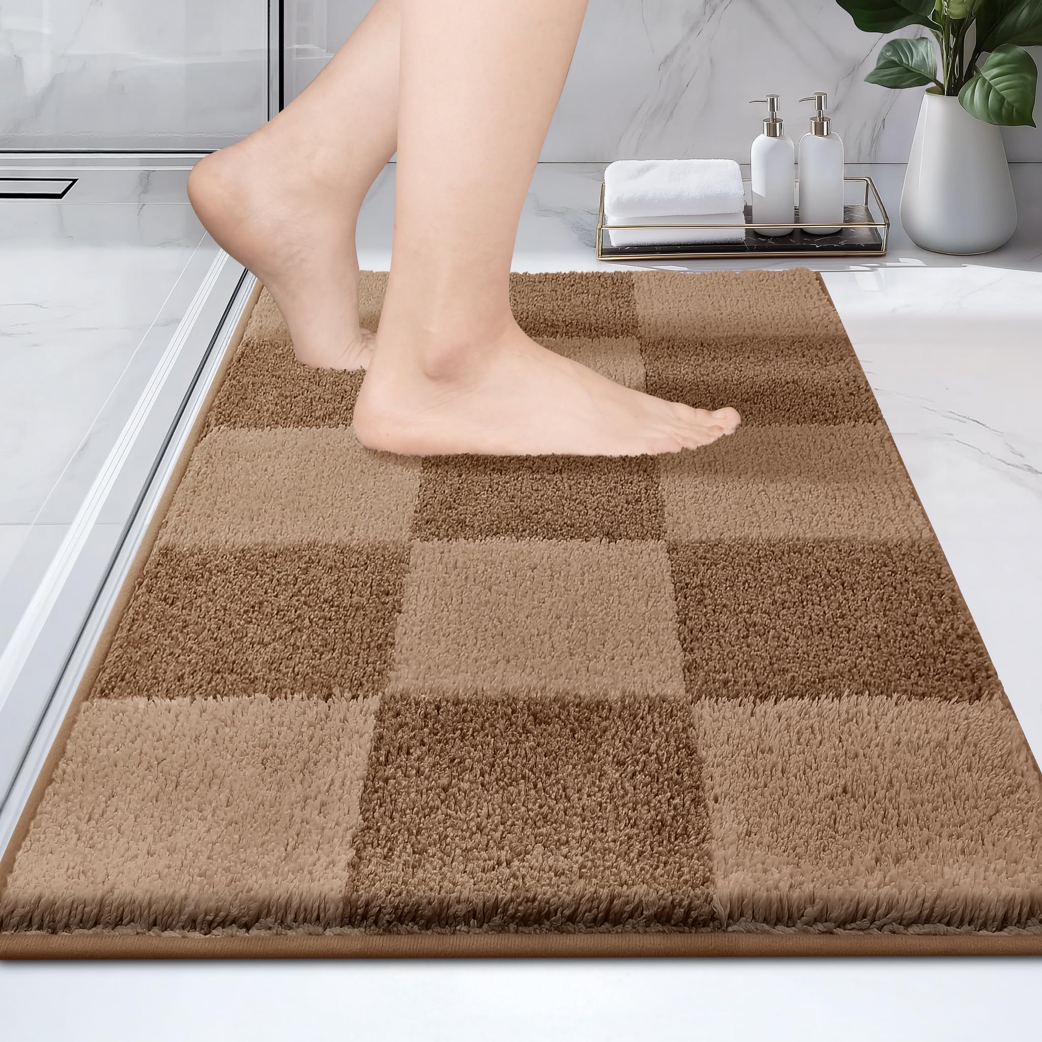 PURRUGS Grayish Brown and Coffee Bath Mat