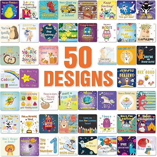 Miniatura 8 de Shemira Paquete de 100 notas para lonchera para niños, tarjetas de afirmación inspiradoras para niñas y niños, tarjetas motivacionales para niños,