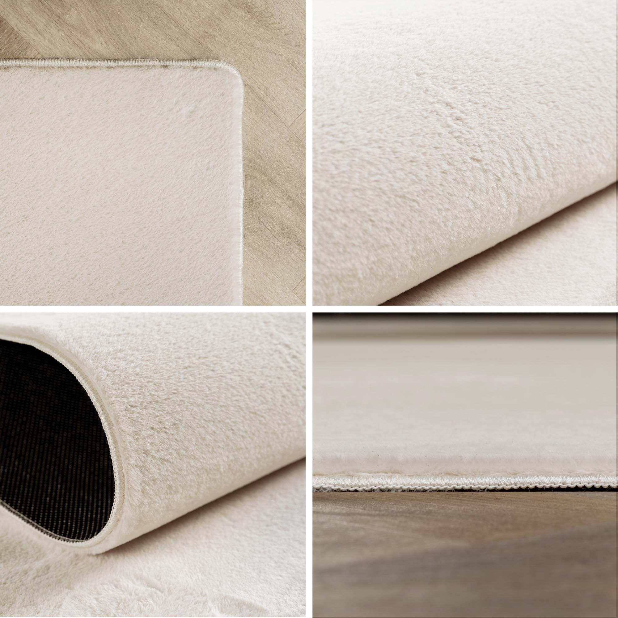 SIMPEX Alfombra Ivory 240x340 cm Alfombra Lavable de Pelo Corto, Antideslizante y Suave, Diseño Monocromático Moderno para Sala, Dormitorio, Cocina y Habitación Infantil