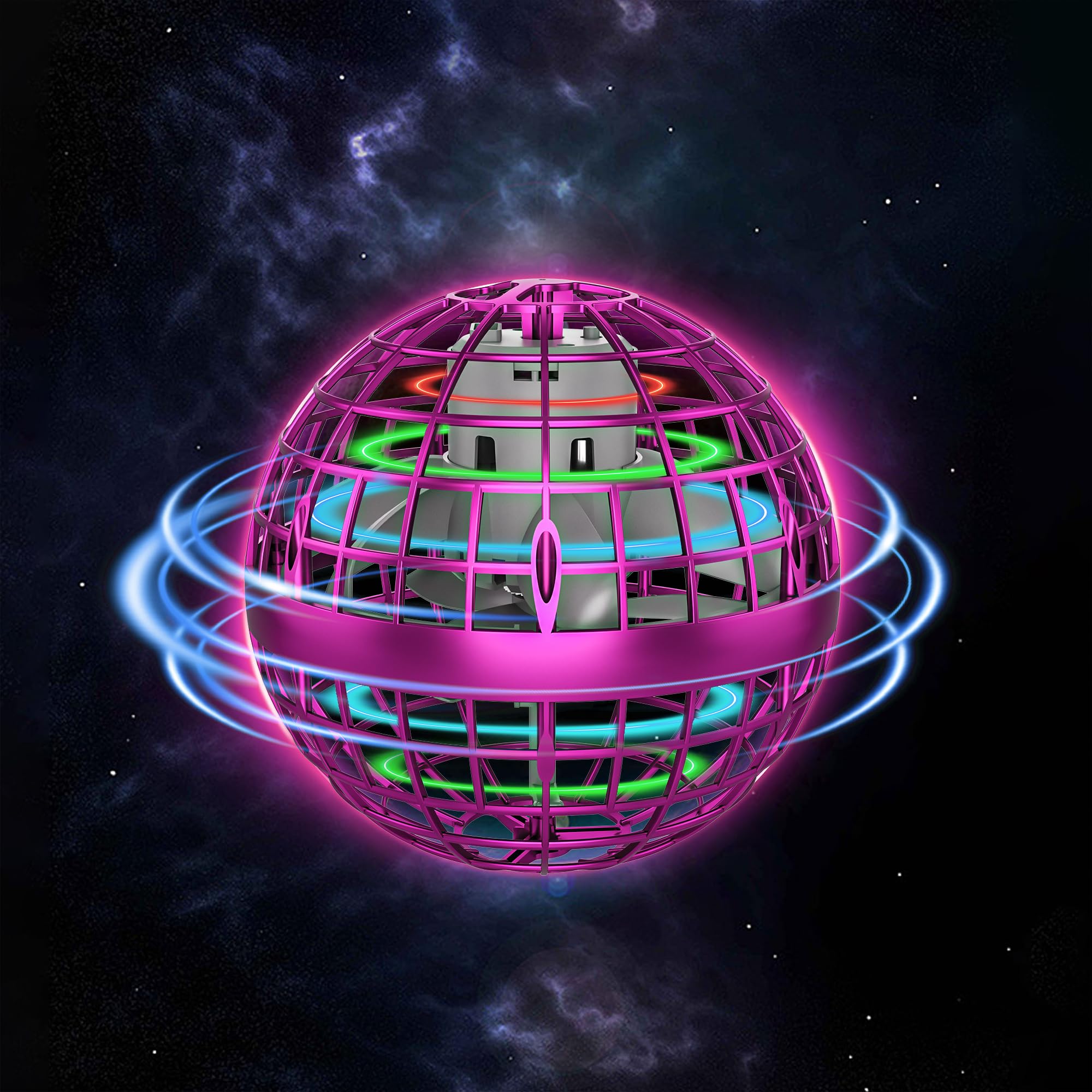 Flying Ball Toys，Hover Boomerang，Globe Shape Magic Controller Mini Drone，RGB Lights Spinner 360 Rotating Spinning，Cool Stuff Birthday Presents for Boy Girl Teens 6+ Year (Orchid)