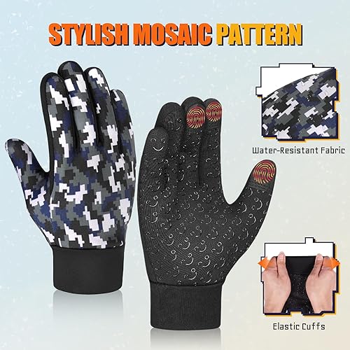 Miniatura 5 de Guantes deportivos cálidos de invierno para niños, para clima frío, térmico, para nieve, pantalla táctil, para niños y niñas