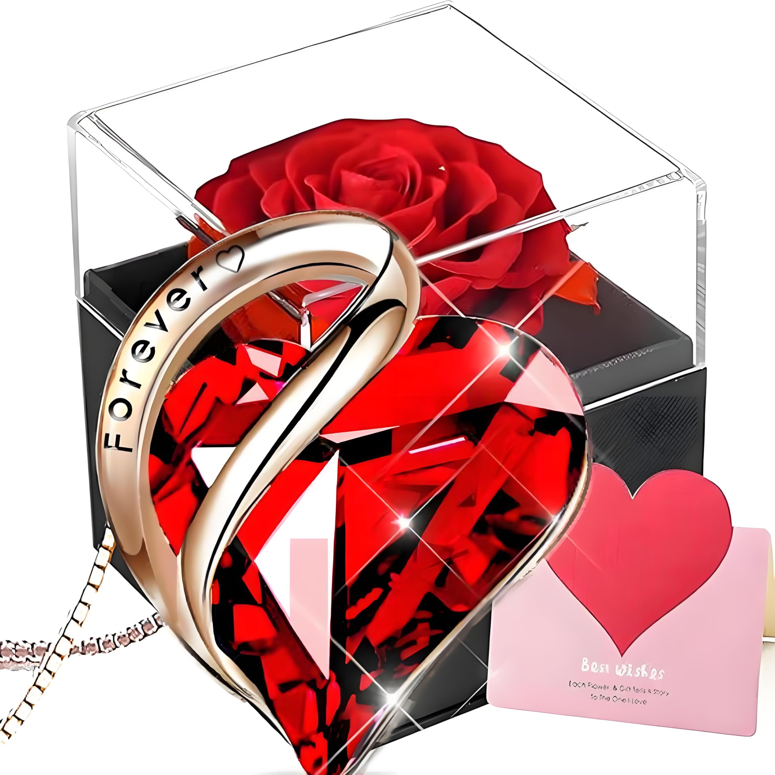Scatola Rosa Stabilizzata,Rose Conservata, Rosa Eterna Vera,Natural Preservada Fiori Confezione Regalo per la Festa della Mamma,Natale,Compleanno,Anniversario,San Valentino per Fidanzata,Moglie