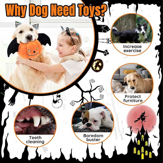 Juguete Halloween Perro Pequeño Mediano Calabaza Squeaky Suave miniatura 4
