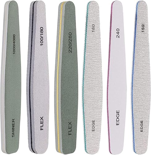 Beautรฉ Secrets Korean Sand Paper 6pcs Nail Files Set for Manicure, Nail Buffer Files Block Coarse Washable Nail Polisher Double Sided Nail Shaper Emery Boards for Acrylic & Natural Nail 100/150/180/220/240/280/1000/4000 Grid (Korean | PNF3)