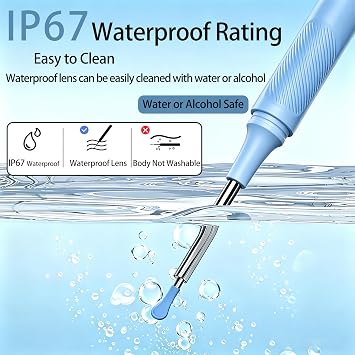 Ear Wax Removal - Earwax Remover Tool - 1080P Ear Camera with 6 LED Light - Ear Cleaning Kit with 6 Silicone Tips, Compatible with iOS Android, for Ear Nose Mouth Checking(Blue, 1 Ear Pick)