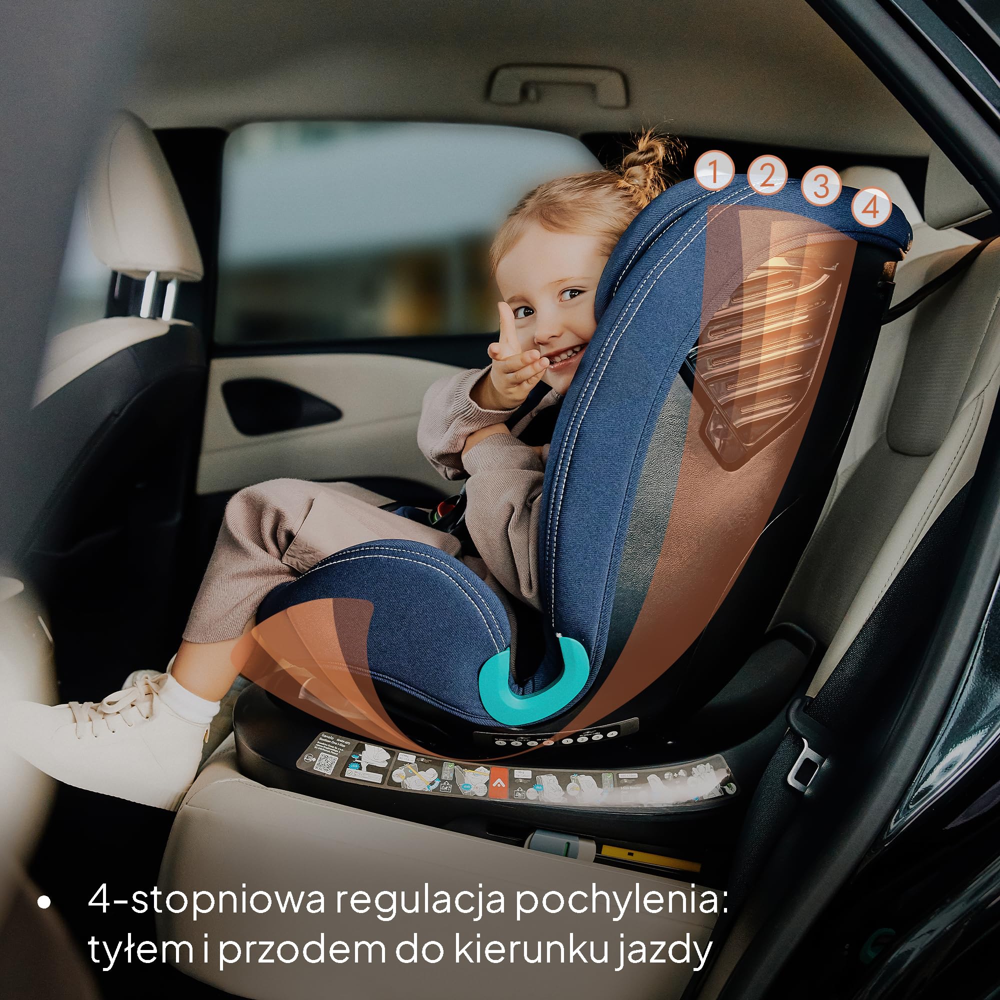 LIONELO Bastiaan i-Size Fotelik Samochodowy Obrotowy 360o dla Dzieci 0-36kg od 40-150 cm, Montaż Przodem i Tyłem, ISOFIX Pas TopTether, Pełna Regulacja Ochrona Boczna