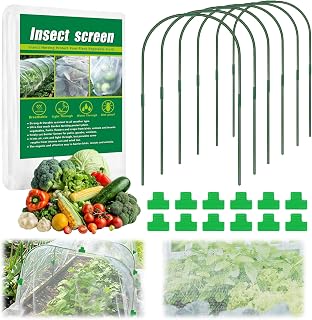 10 X 33 FT Garden Mesh Netting Kit Pest Barrier for Raised Beds with Hoops | Fruit Tree Netting with 6 Sets Garden Hoops & 20 Clips for Cicadas Bird Insect, Blueberry Bush Cover for Garden Protection