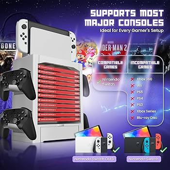 TNP Switch Organizer Station Game Storage Tower Stand for Nintendo