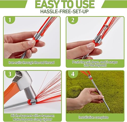 Miniatura 5 de Gisafai 25 juegos de marcadores de tierra de 6 pulgadas naranja con estacas ligeras no oxidables para encuestas, marcadores de línea de propiedad