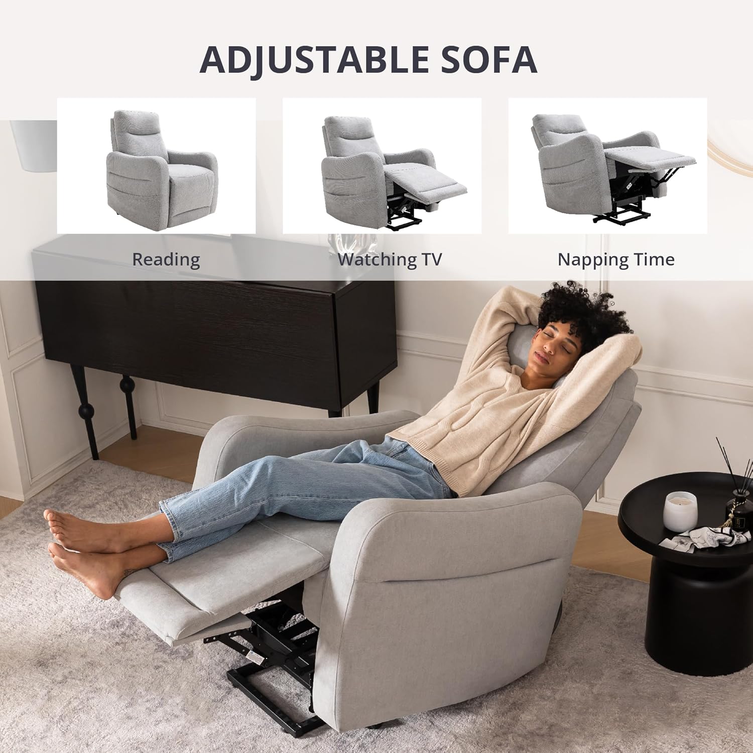 CH CHARME HOUSE Recliner Chair, Pocket Spring and Foam Seating Structure, Adjustable Modern Sofa Chair, Comfort with Reclinable Seat Backrest for a Nap, Space-Saving