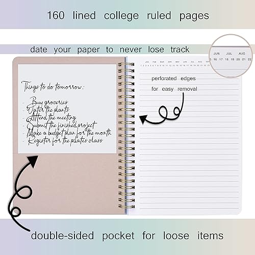 Miniatura 6 de Nelovi Lindo cuaderno grande en espiral con rayas universitarias, 11 x 9.5 pulgadas con tapa dura duradera, 160 páginas con rayas universitarias,