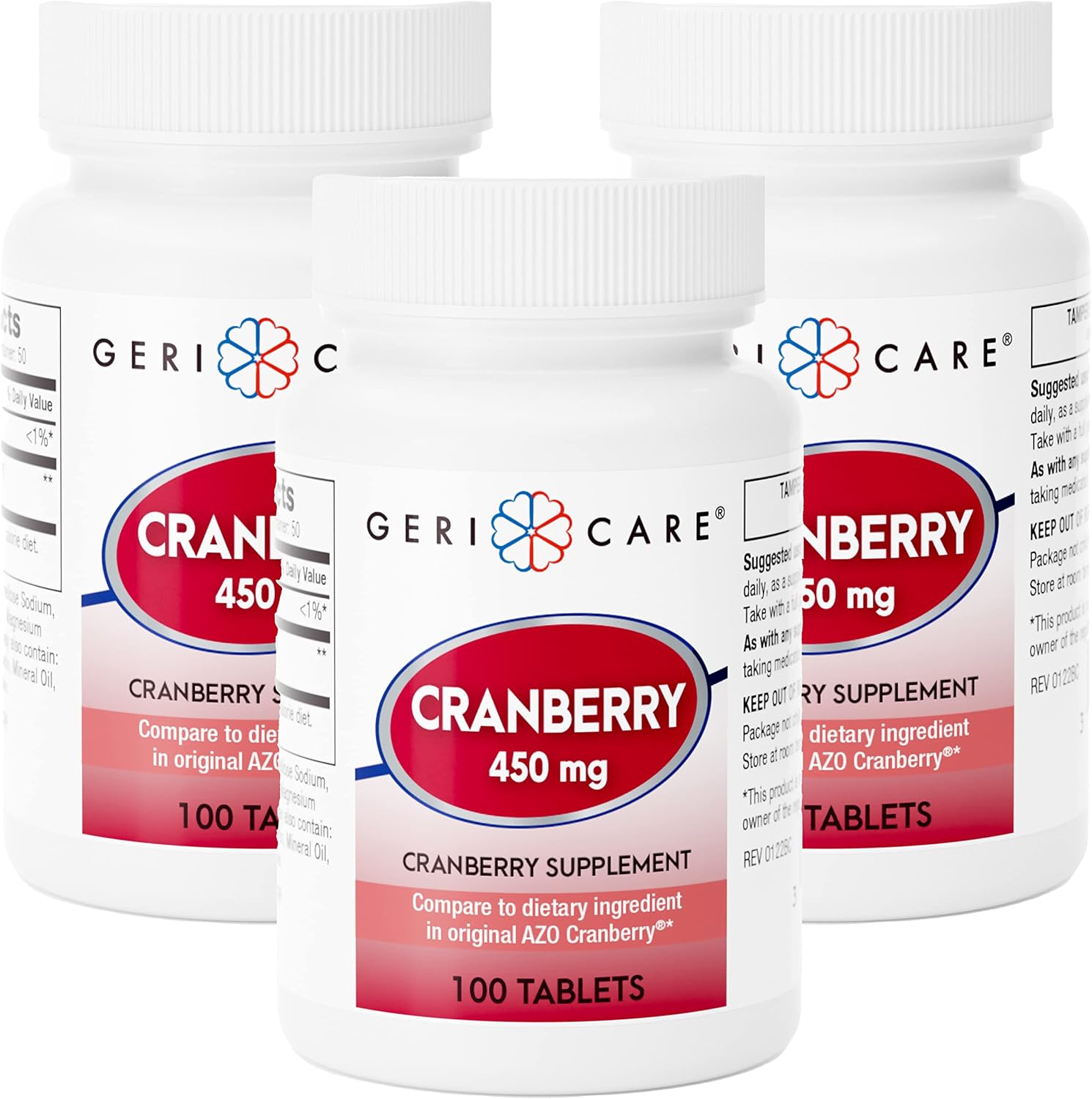 Geri-Care Cranberry Supplement, 100 Tablets 450 mg Each (Pack of 3)
