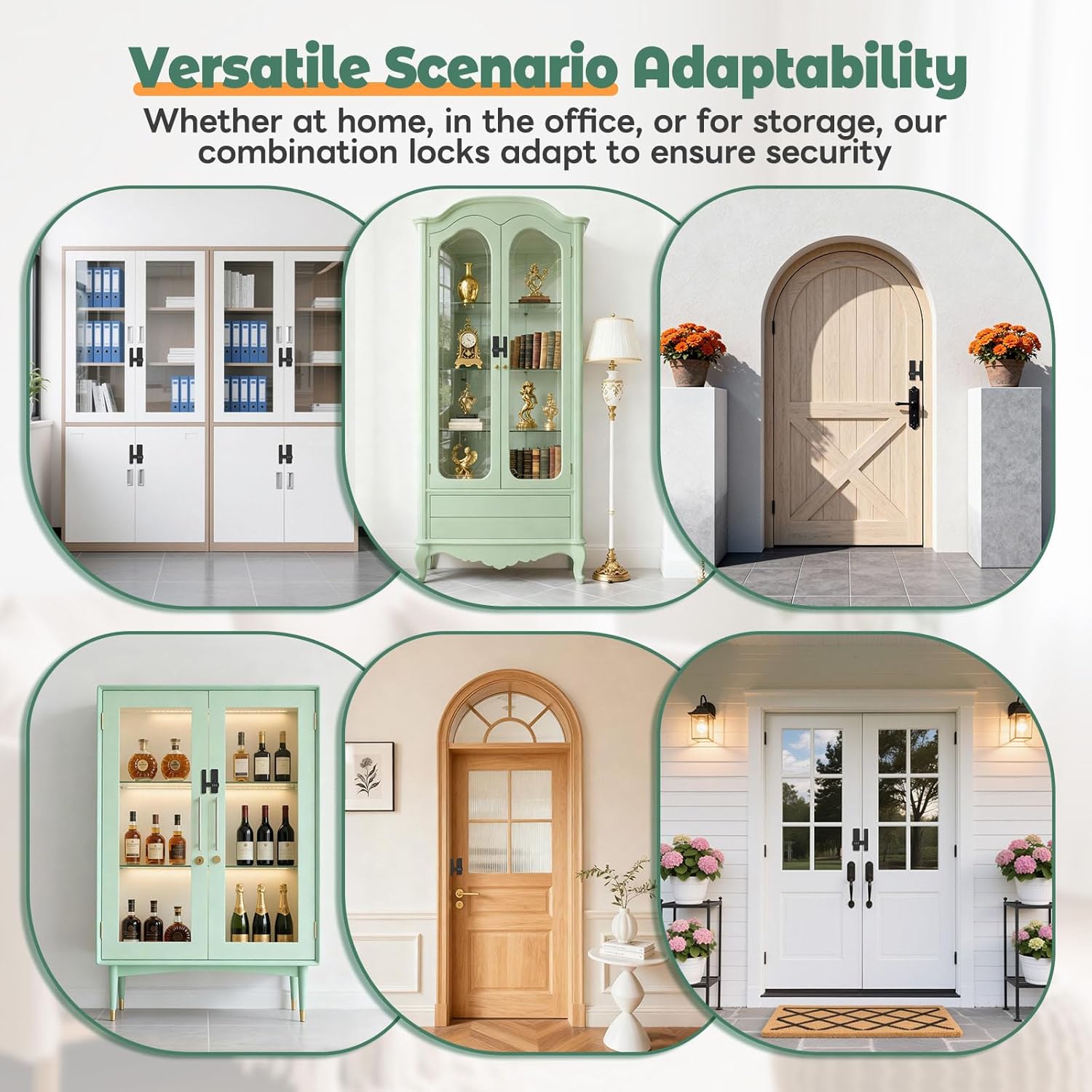 Keyless Barn Door Lock, 90/180 Degree Combination Flip Gate Latch Lock for Sliding Barn Door, Cabinet, Shed, Storage Room, Window - 3 Digit Mechanical Password Security Latches (2, Black)