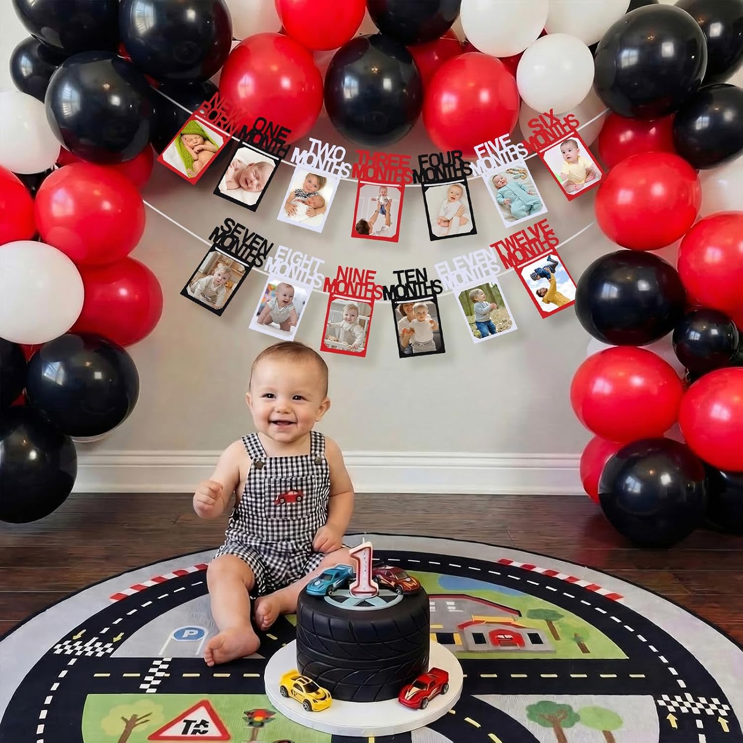 Buryeah Race Car 1st Birthday Monthly Photo Banner for Baby image 5