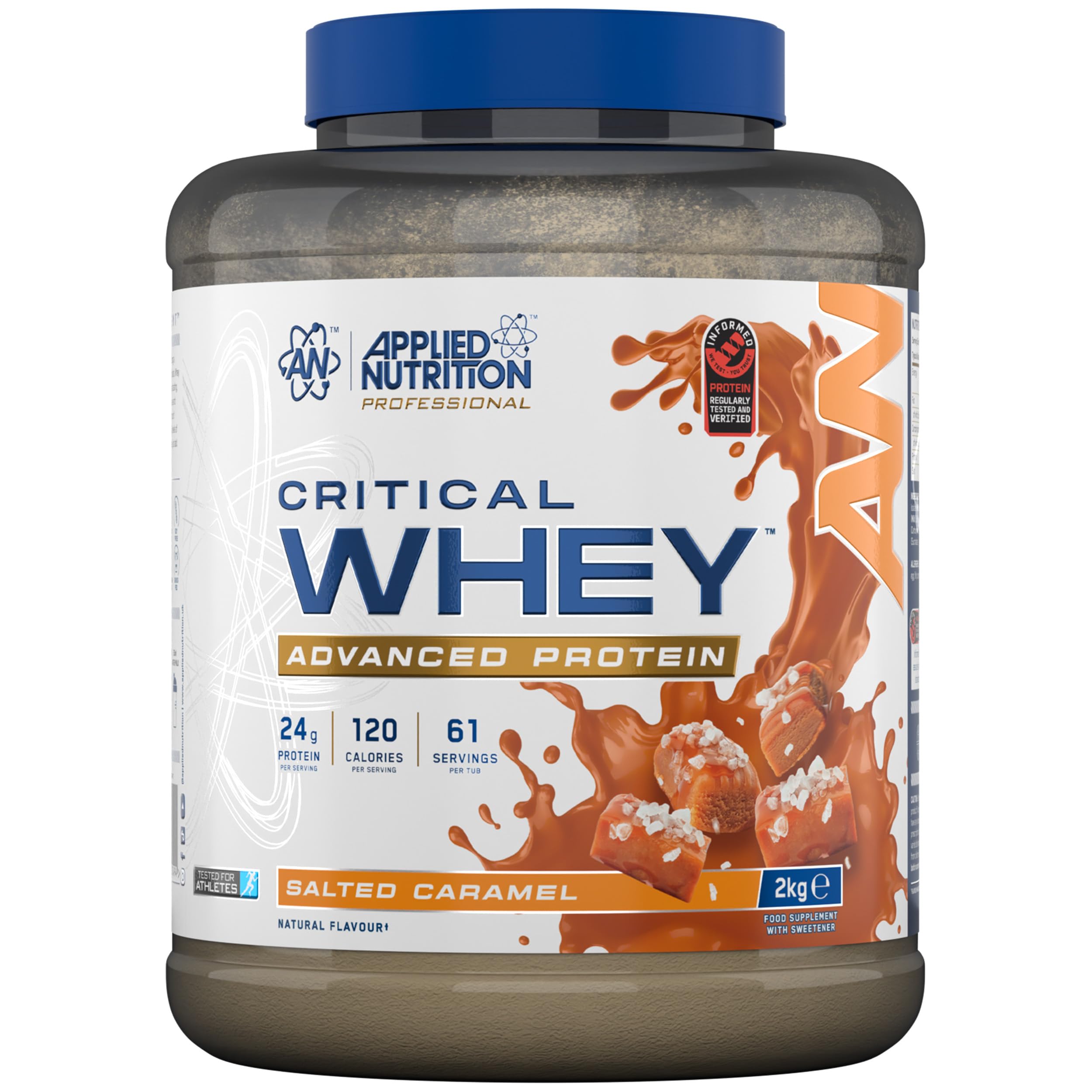 Applied Nutrition Critical Whey Protein Powder 2kg - High Protein Powder, Protein Milkshake, Muscle Building Supplement with BCAAs & Glutamine (2kg - 67 Servings) (2kg, Salted Caramel) Salted Caramel 2kg