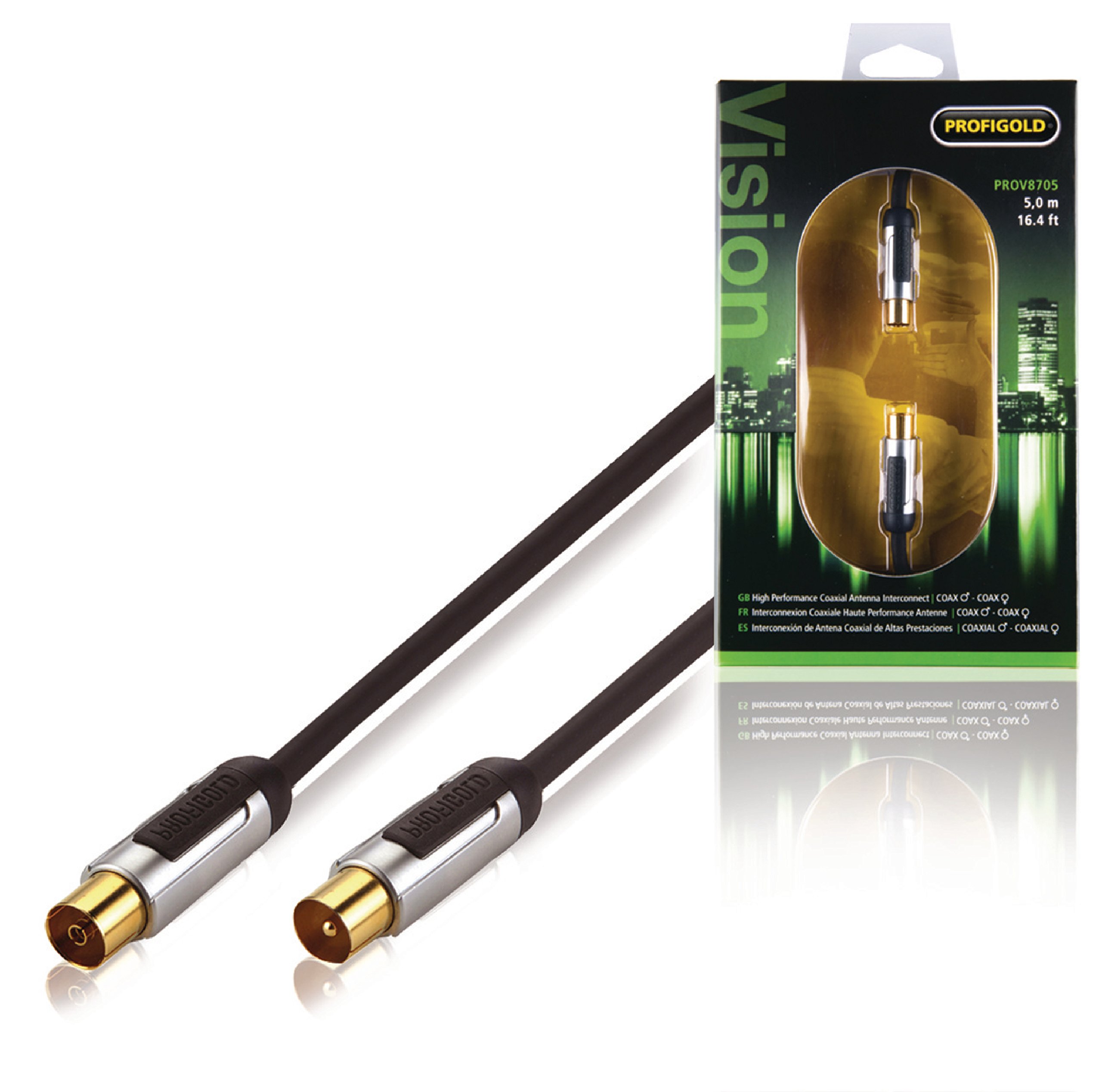 5m High Performance IEC Coaxial Male - Female Coaxial Antenna Interconnect Cable