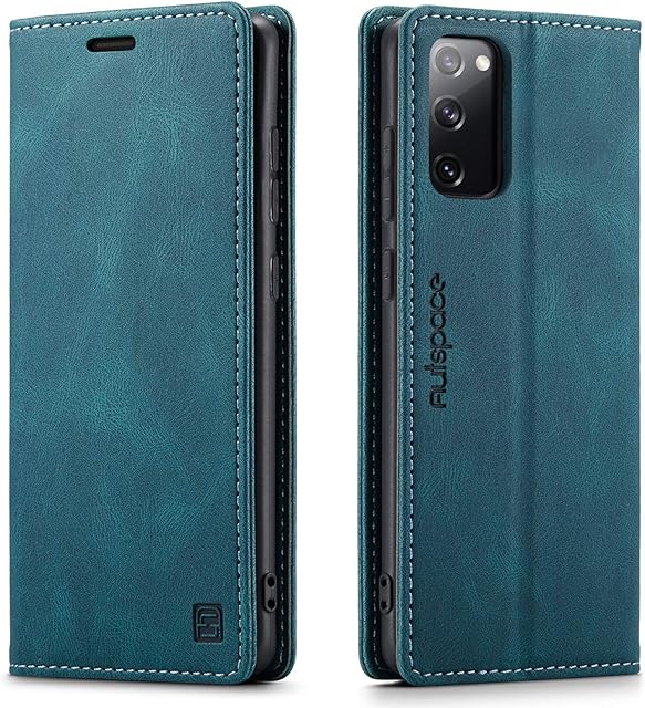 LOLFZ Wallet Case for Samsung Galaxy S20 FE 5G, Magnetic Flip Leather Case with RFID Block Card Slots Kickstand Shockproof Protective Cover Compatible with Galaxy S20 FE 5G - Blue