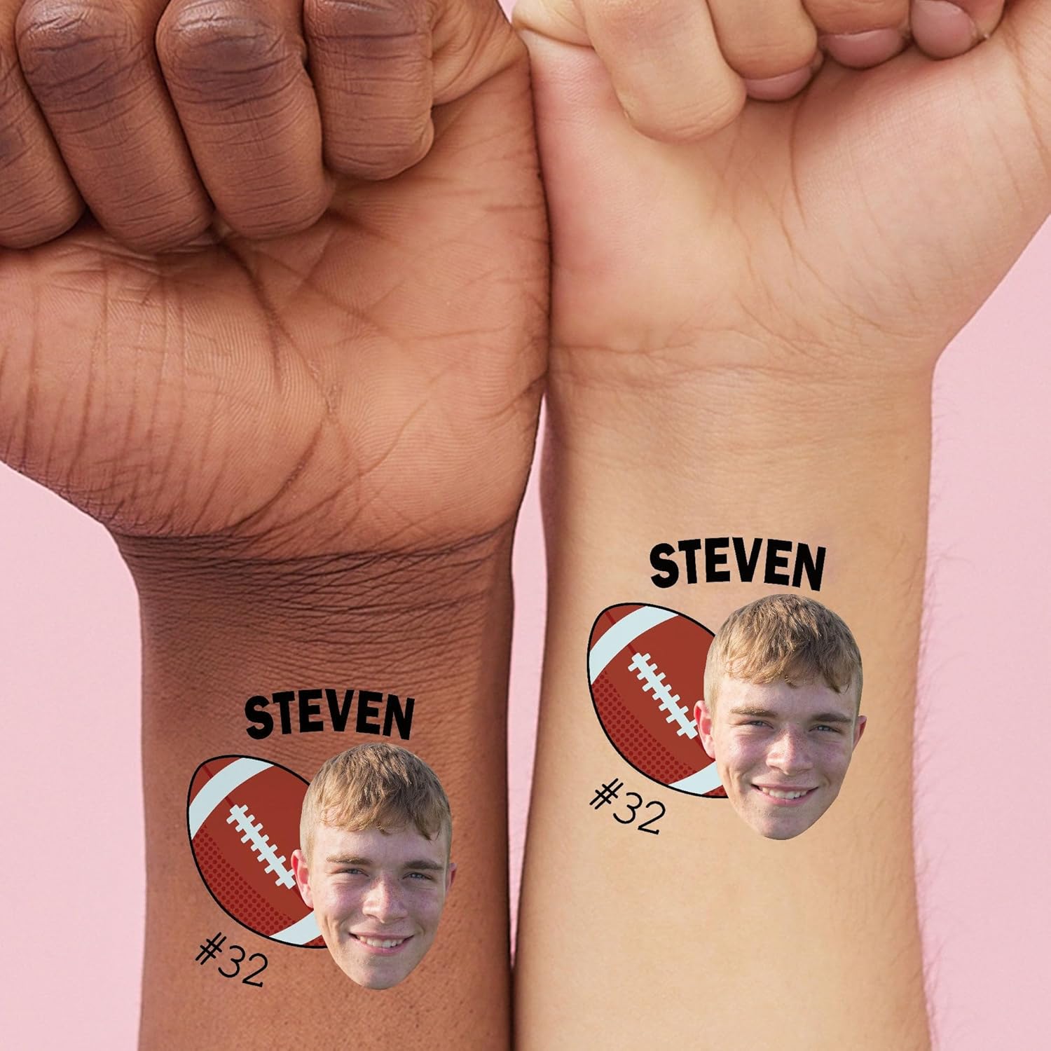 Big Dot of Happiness Custom Football Temporary Tattoos, Personalized Football Senior Night Tattoos, Birthday and Graduation Party Favors, Photo and Text Temporary Tattoos - Set of 12