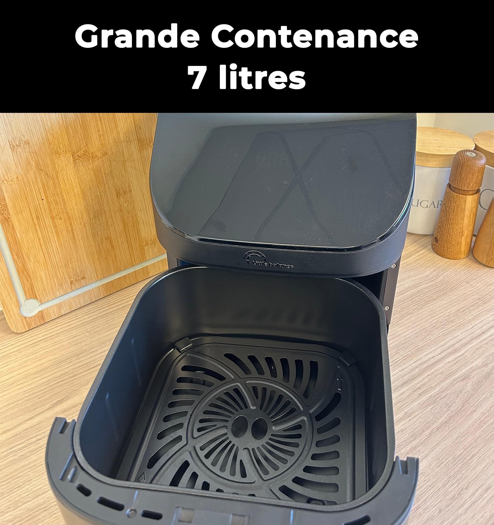 LITTLE BALANCE 8704 Crousty Light XL, Frytkownica bezolejowa, Air Fryer, 10 predefiniowanych programów, 7 litrów dla 6 osób, 1600 W, czarna