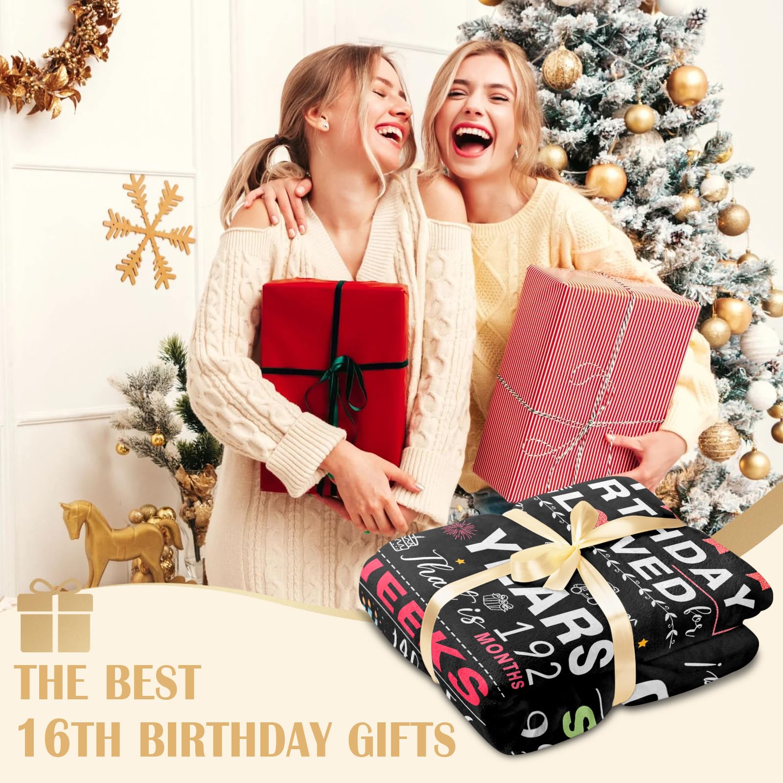 Sweet 16 Gifts for Girls - 16th Birthday Gifts for Girls - 16 Year Old Girl Gift - 16th Birthday Decorations for Girl - Sixteen Bday Gift for Daughter Granddaughter Niece Sister Ideas Blanket 50"x60"