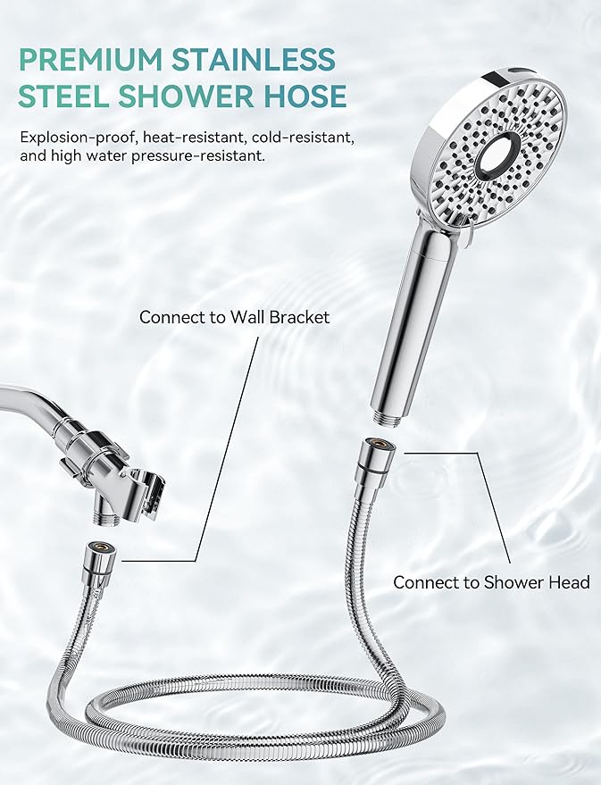 Regadera Magichome con Cabezal Desmontable, 10 Modos Alta Presión, Cromo miniatura 7