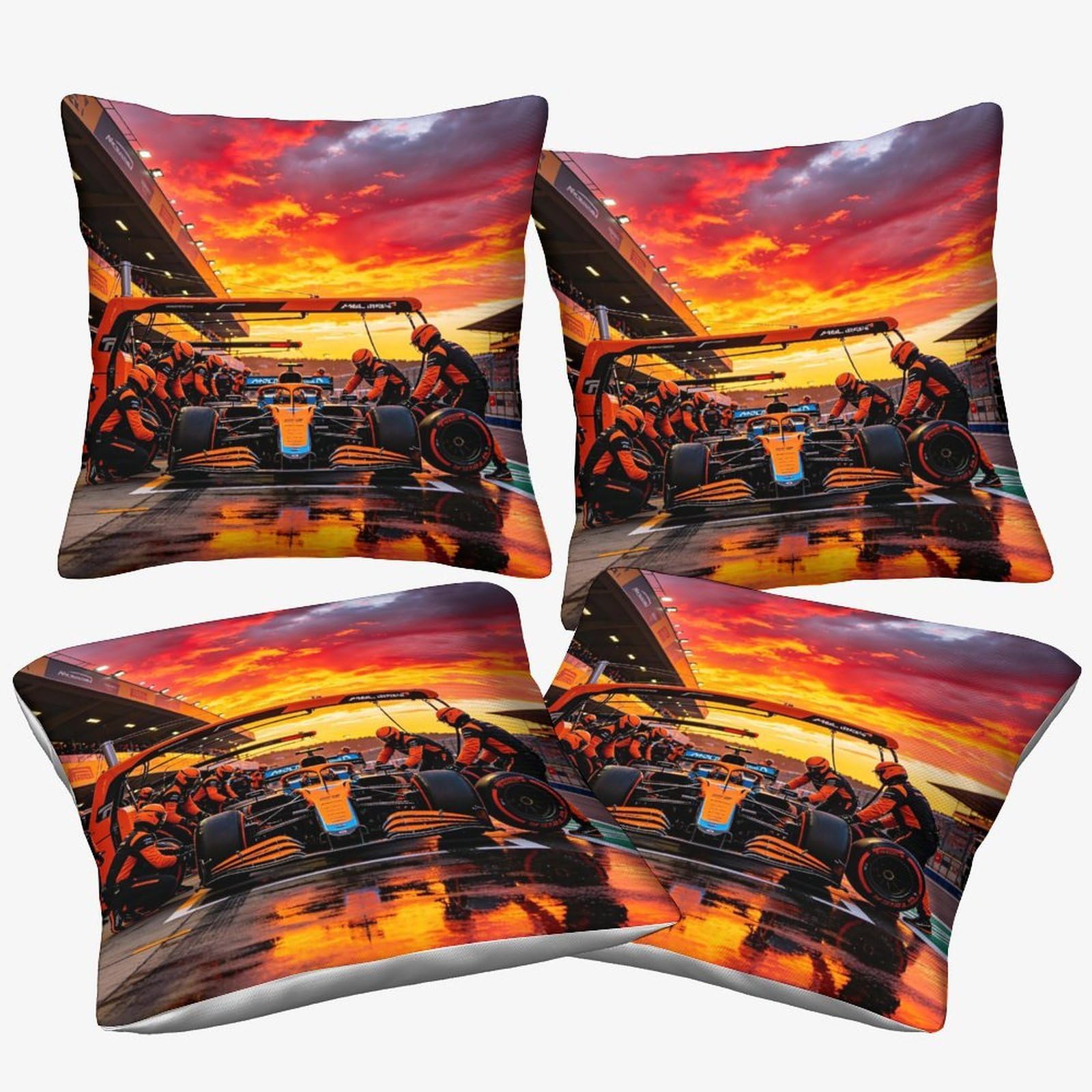 Xiaopangxy Mclarenen-1 Mclarenen Cushion Cover Decorations Gift, 45X45cm, 4 Pcs Pillow Cover Pit Stop Ornaments Throw Pillow Case Decor Home Livingroom Couch Sofa