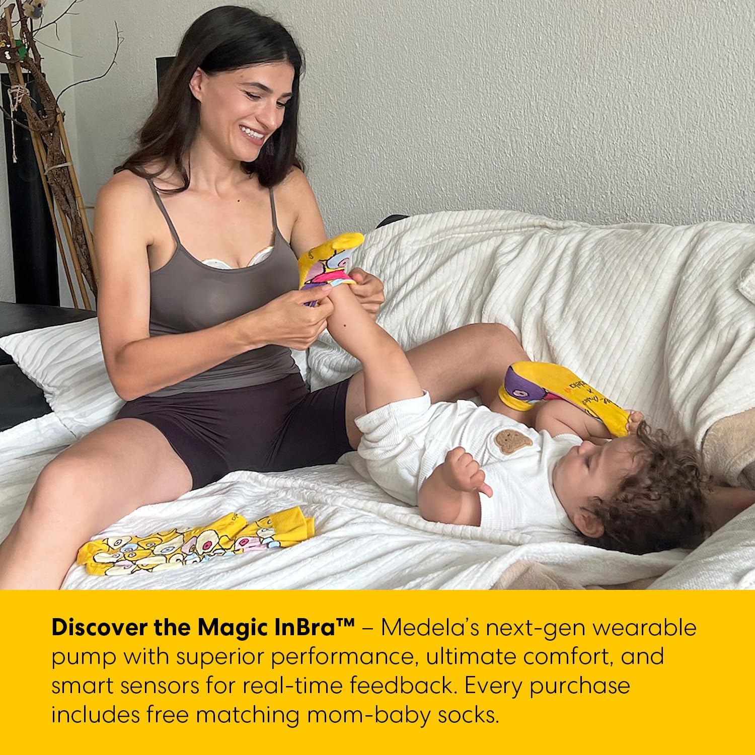 Medela Matching Mom-Baby Socks, Yellow, EU 37-40 - Image 3