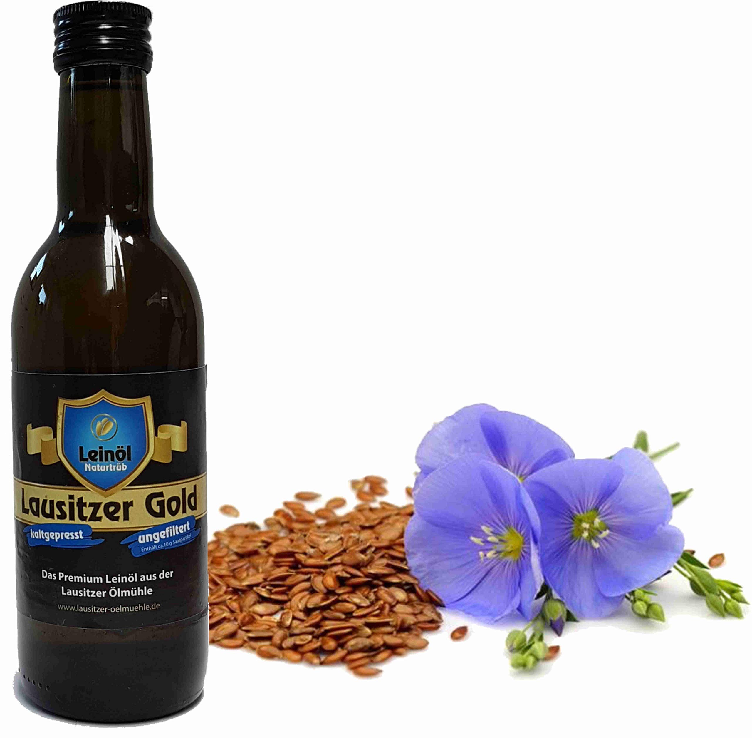 Leinöl Premium Kaltgepresst – Lausitzer Gold, 4 X 500 Ml, Ungefiltert
