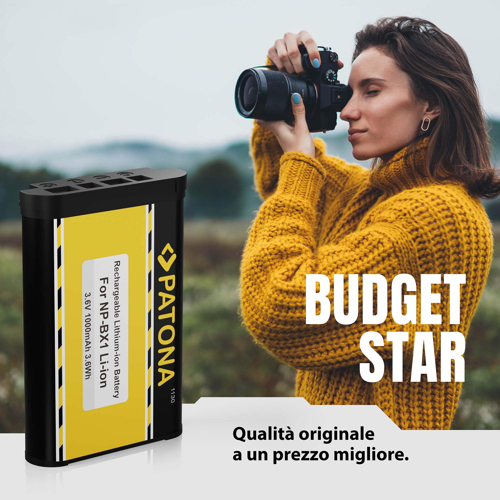 PATONA NP-BX1 Batteria 1000mAh compatibile con Sony CyberShot DSC RX1 RX100 II III IV V VI VII HX50 HX60 HX80 HX90 HX99 HX400V WX300 WX500 HDR AS50 CX240 NPBX1 NP BX1
