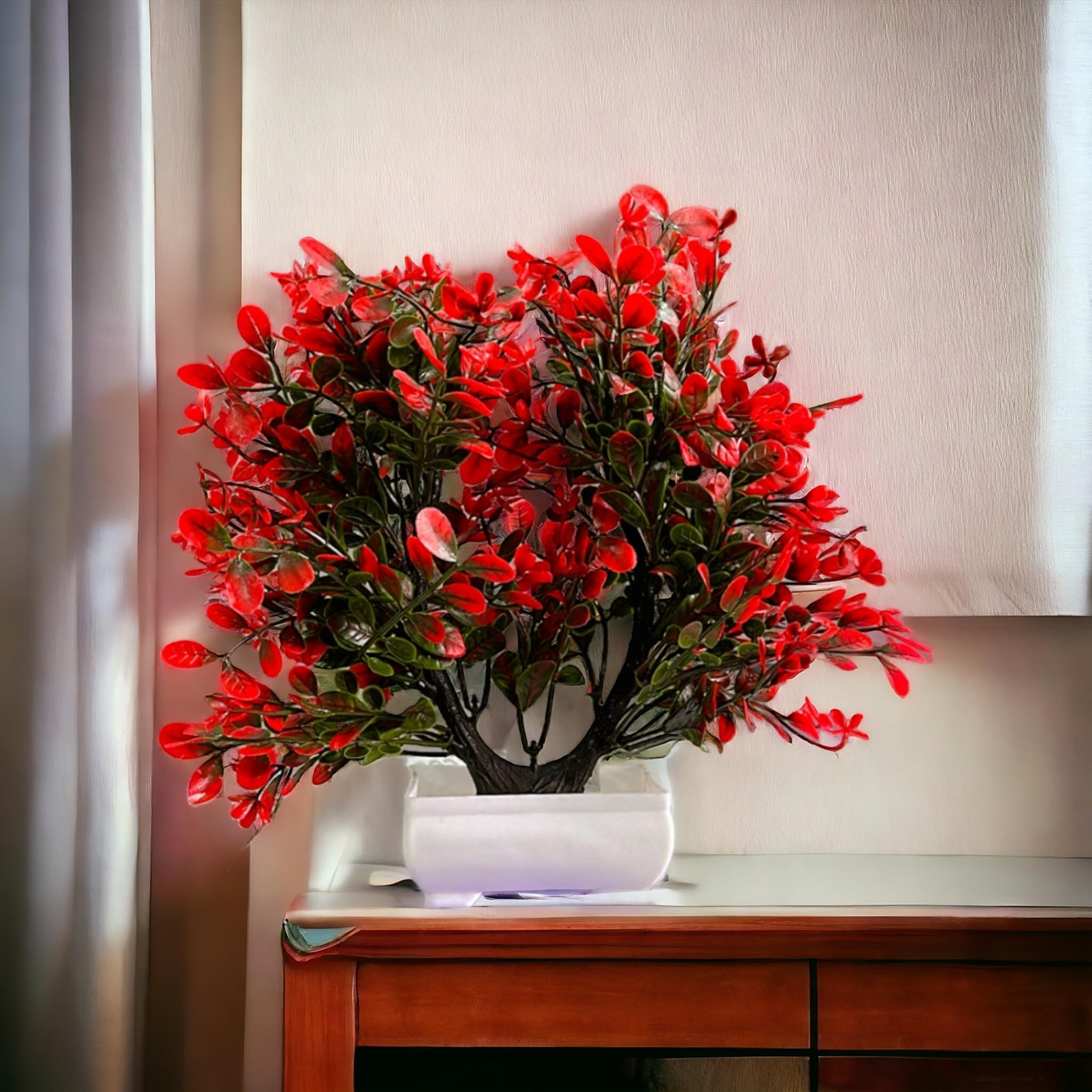 Litleo Artificial Plants Greenery Decor for Indoor Home Farmhouse Aesthetic Bedroom Shelf Office Desk Bathroom Decoration (Twin Shape Maroon) (B0CQ8BCDMQ) Amazon Price History, Amazon Price Tracker