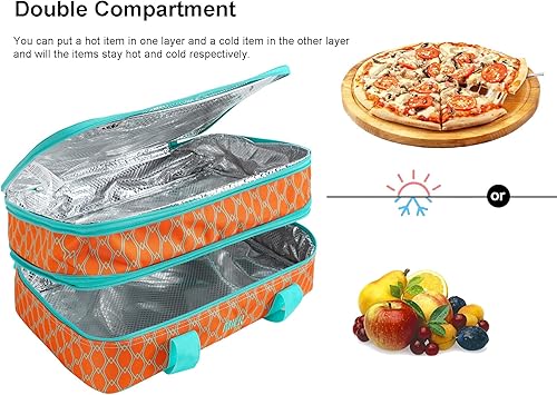Miniatura 3 de MIER Bolsa térmica térmica térmica de doble cacerola aislada para fiestas de comida comida picnic playa se adapta a cacerola de 9 x 13 pulgadas